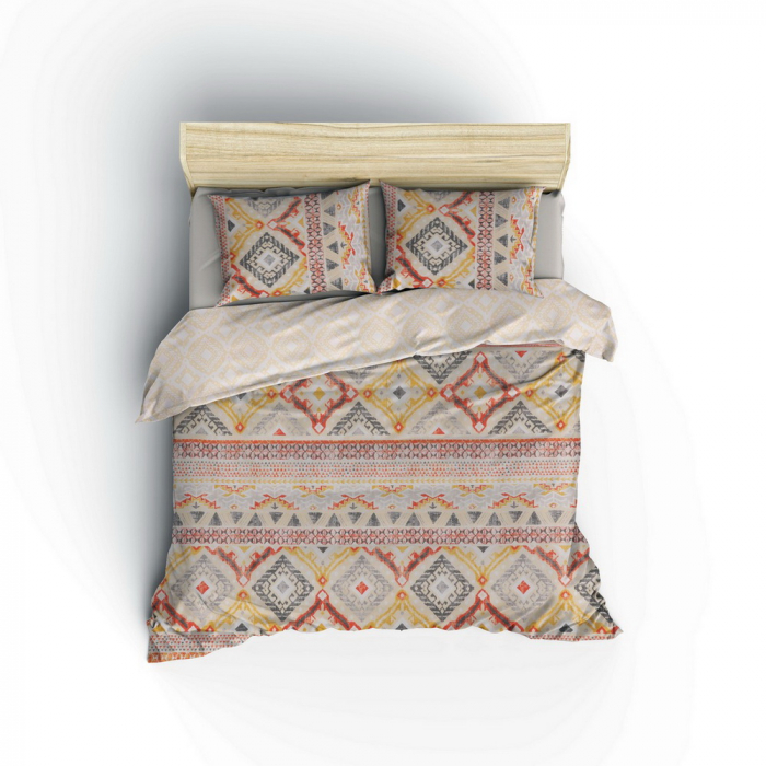 Lenjerie de pat ranforce, două persoane, bumbac 100%, Cotton Box, Jamila - Beige [3]