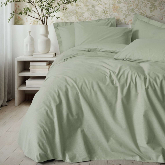 Lenjerie de pat ranforce, două persoane, bumbac 100%, Cotton Box, Plain - Sage [1]