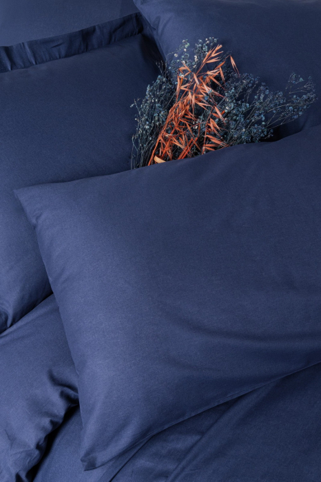 Lenjerie de pat ranforce, două persoane, bumbac 100%, Cotton Box, Plain - Dark Blue [2]