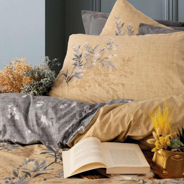 Lenjerie de pat ranforce, două persoane, bumbac 100%, Cotton Box, Vera - Grey [2]