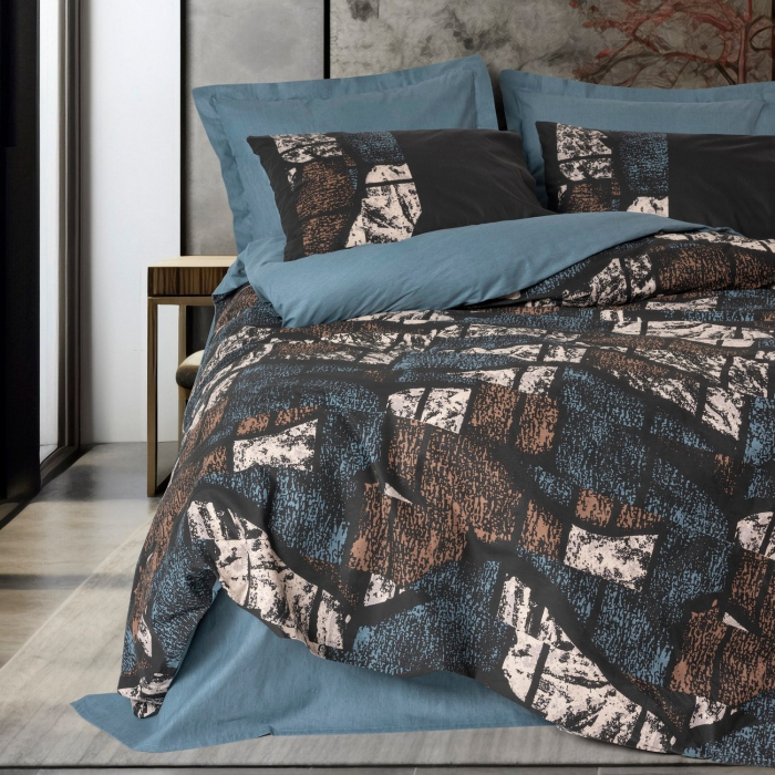 Lenjerie de pat ranforce, două persoane, bumbac 100%, Cotton Box, Senso - Petrol Green [1]