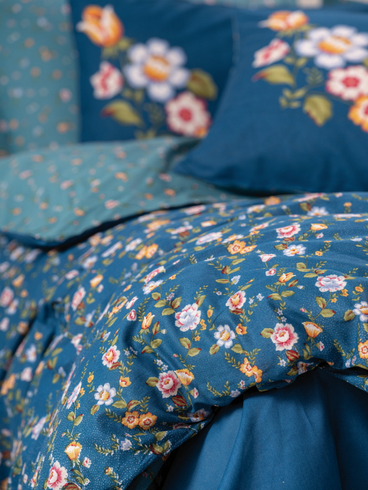 Lenjerie de pat ranforce, două persoane, bumbac 100%, Cotton Box, Freya - Dark Blue [2]