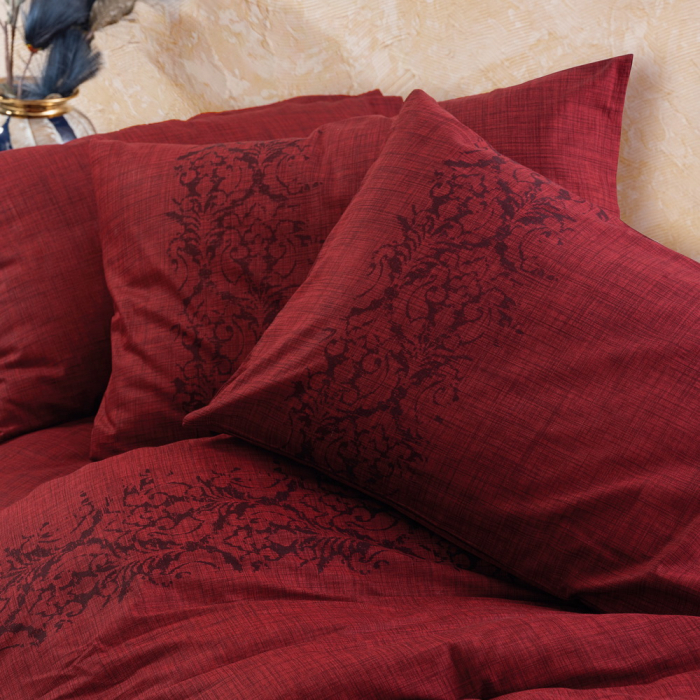 Lenjerie de pat ranforce, două persoane, bumbac 100%, Cotton Box, Sooty - Claret Red [2]