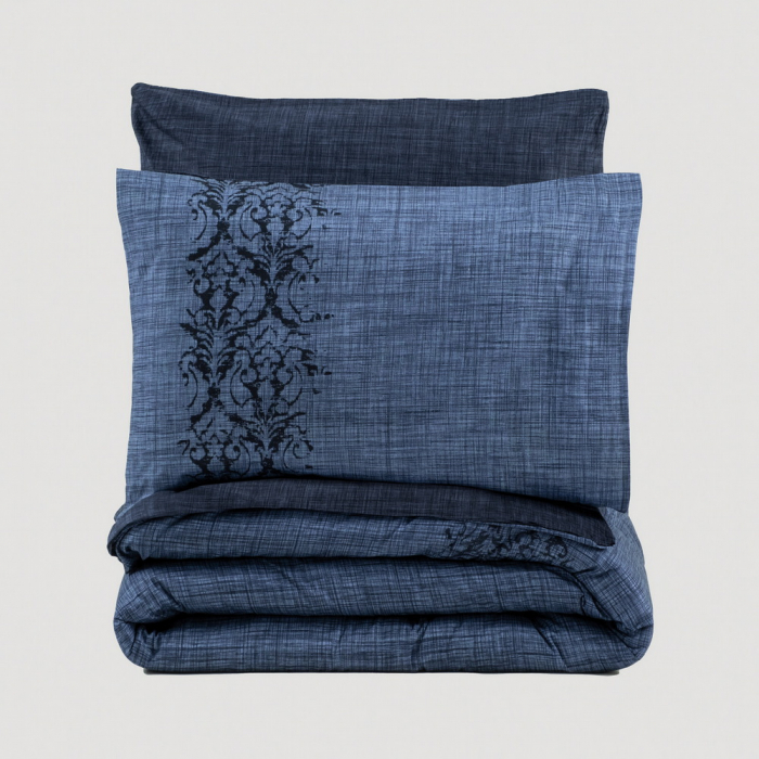 Lenjerie de pat ranforce, două persoane, bumbac 100%, Cotton Box, Sooty - Denim Blue [3]