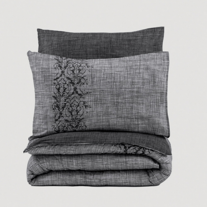 Lenjerie de pat ranforce, două persoane, bumbac 100%, Cotton Box, Sooty - Grey [4]