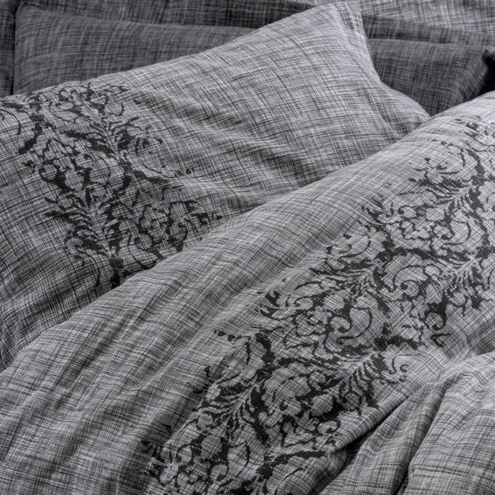 Lenjerie de pat ranforce, două persoane, bumbac 100%, Cotton Box, Sooty - Grey [2]