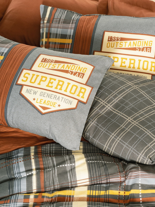 Lenjerie de pat ranforce, două persoane, bumbac 100%, Cotton Box, Ramiro - Cinnamon [2]