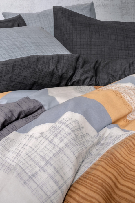 Lenjerie de pat ranforce, două persoane, bumbac 100%, Cotton Box, Giorno - Grey [3]