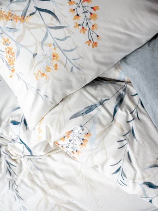 Lenjerie de pat ranforce, două persoane, bumbac 100%, Cotton Box, Hiedra - Indigo Blue [2]