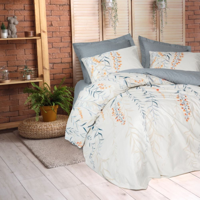 Lenjerie de pat ranforce, două persoane, bumbac 100%, Cotton Box, Hiedra - Indigo Blue [1]