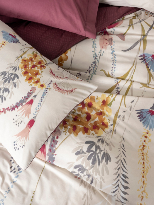 Lenjerie de pat ranforce, două persoane, bumbac 100%, Cotton Box, Flos - Claret Red [2]