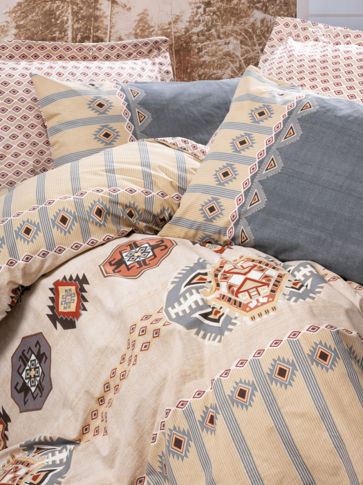 Lenjerie de pat ranforce, două persoane, bumbac 100%, Cotton Box, Dakota - Grey [2]
