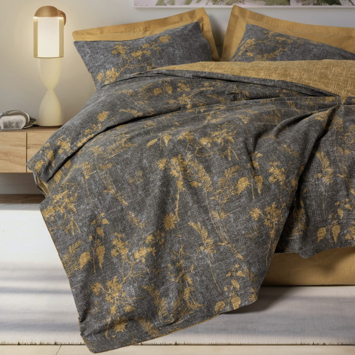 Lenjerie de pat ranforce, două persoane, bumbac 100%, Cotton Box, Yadawa - Mustard [1]