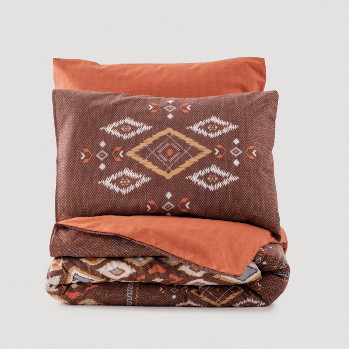 Lenjerie de pat ranforce, două persoane, bumbac 100%, Cotton Box, Belize - Brown [3]
