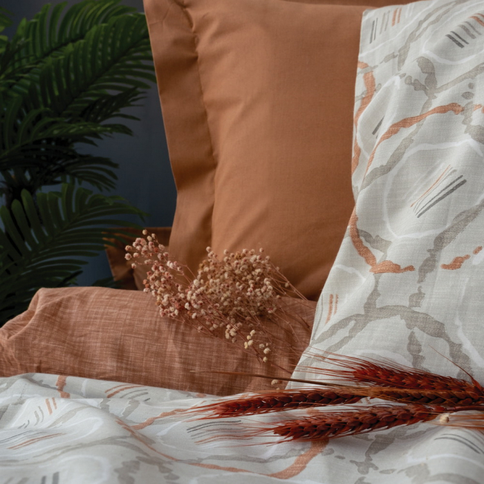 Lenjerie de pat ranforce, două persoane, bumbac 100%, Cotton Box, Life - Cinnamon [2]