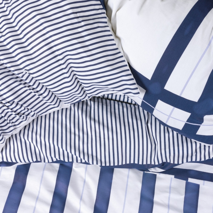 Lenjerie de pat ranforce, două persoane, bumbac 100%, Cotton Box, Nifty - Dark Blue [2]