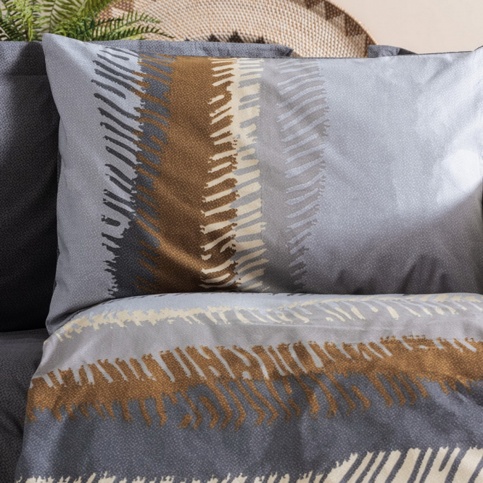 Lenjerie de pat ranforce, o persoana, bumbac 100%, Cotton Box, Asel - Anthracite [2]