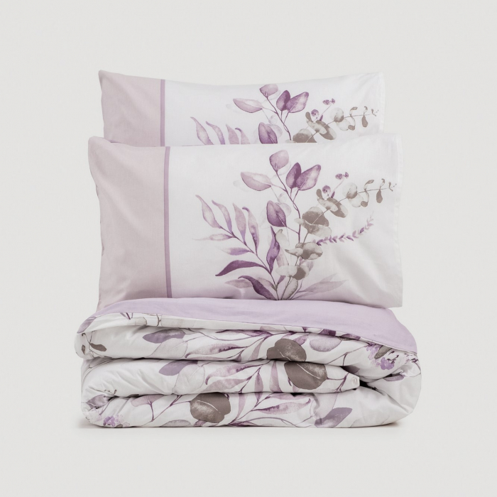 Lenjerie de pat ranforce, o persoana, bumbac 100%, Cotton Box, Nadia - Lilac [3]