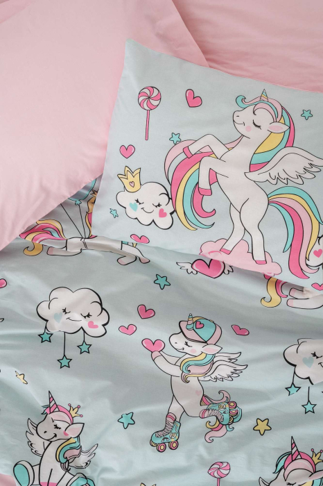 Lenjerie de pat ranforce, o persoana, bumbac 100%, Cotton Box, Twinka - Pink [2]