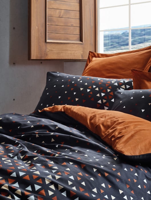 Lenjerie de pat ranforce, o persoana, bumbac 100%, Cotton Box, Colin - Cinnamon [2]