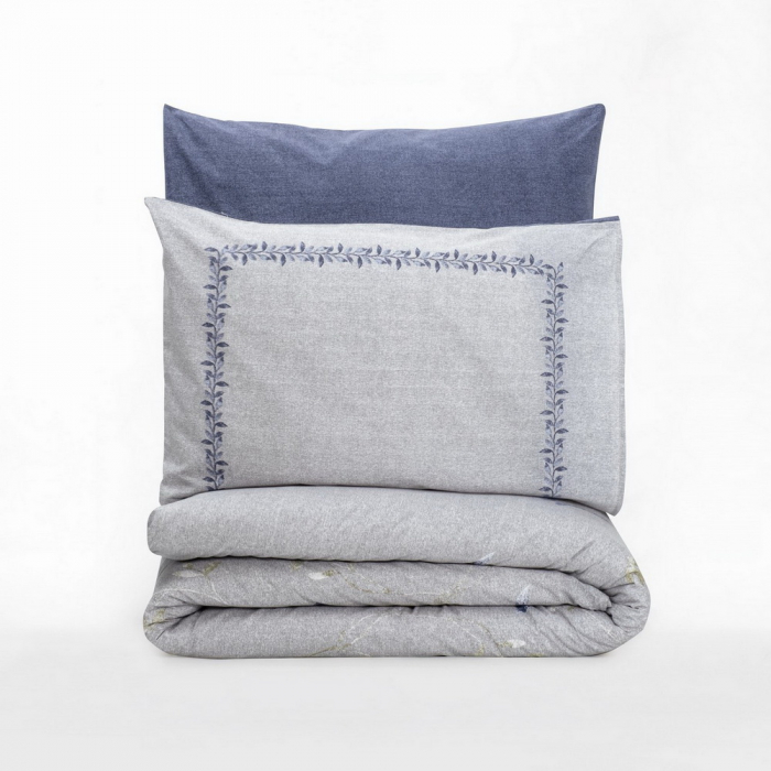 Lenjerie de pat ranforce, o persoana, bumbac 100%, Cotton Box, Nitsa - Dark Blue [3]