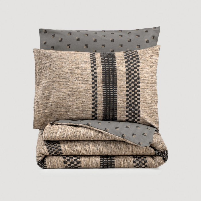 Lenjerie de pat ranforce, o persoana, bumbac 100%, Cotton Box, Arlo - Brown [3]