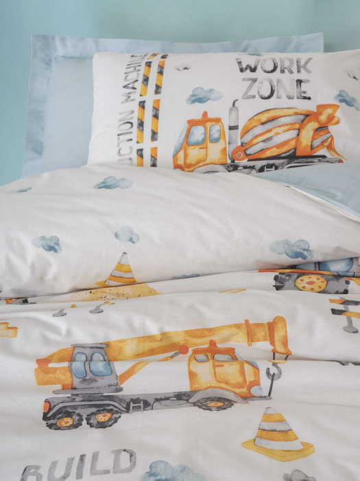 Lenjerie de pat ranforce, o persoana, bumbac 100%, Cotton Box, Buildo - Blue [2]