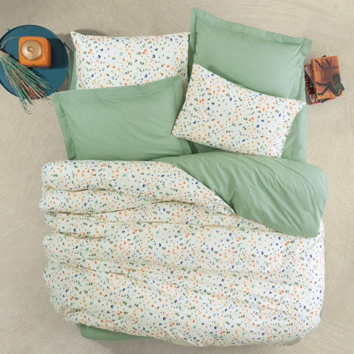 Lenjerie de pat ranforce, o persoana, bumbac 100%, Cotton Box, Lola - Green [1]