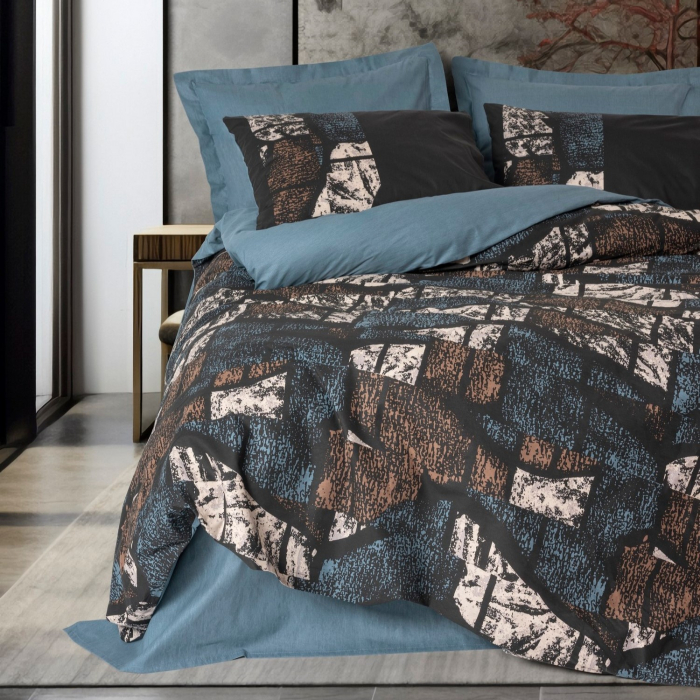 Lenjerie de pat ranforce, o persoana, bumbac 100%, Cotton Box, Senso - Petrol Green [1]