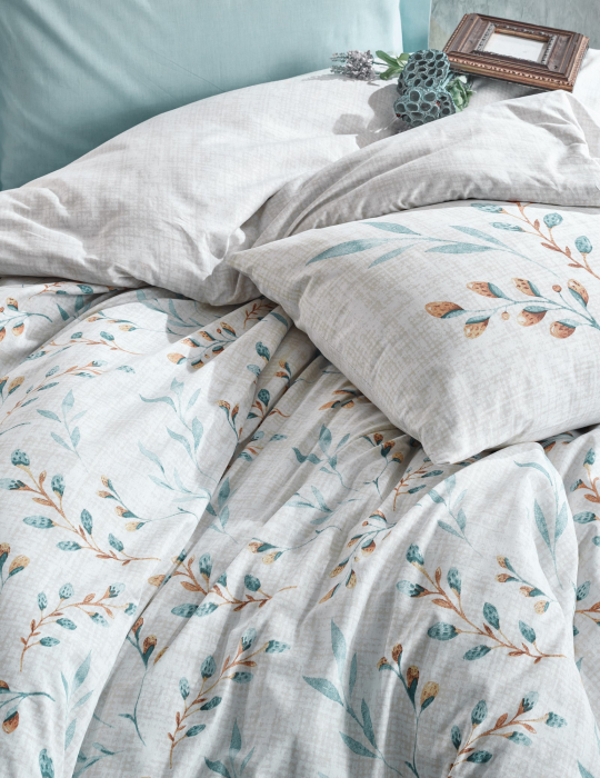 Lenjerie de pat ranforce, o persoana, bumbac 100%, Cotton Box, Lendell - Mint [2]
