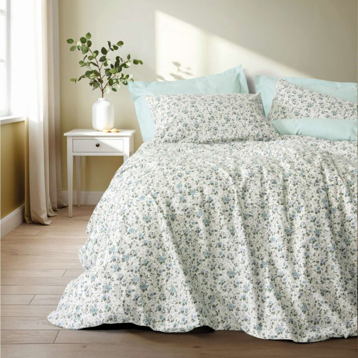 Lenjerie de pat ranforce, o persoana, bumbac 100%, Cotton Box, Nola - Mint [1]