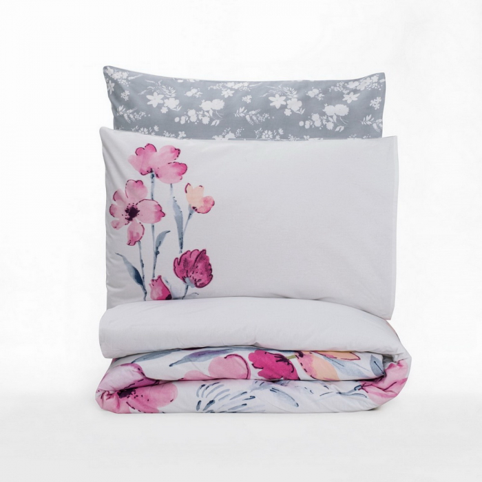 Lenjerie de pat ranforce, o persoana, bumbac 100%, Cotton Box, Carla Grey [3]