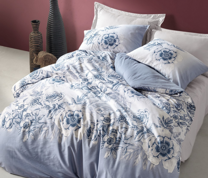 Lenjerie de pat satin, 6 piese, bumbac 100%, Cotton Box, Alissa - Navy Blue [2]