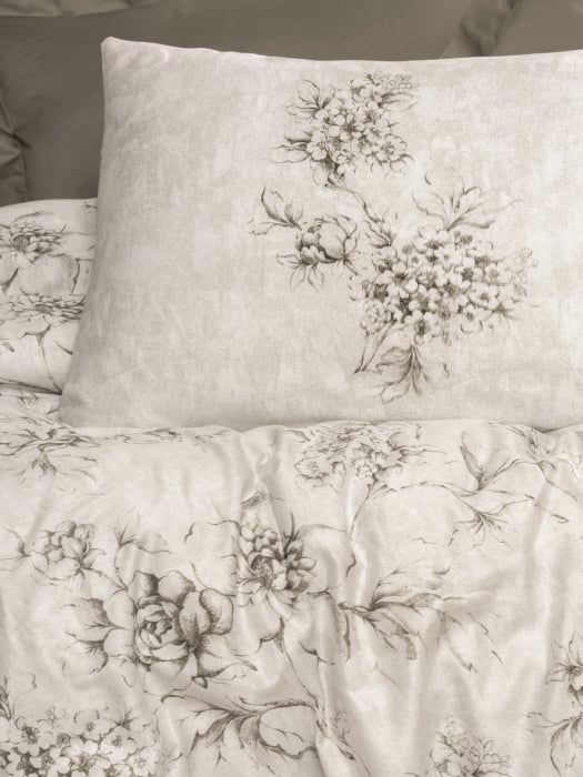 Lenjerie de pat satin, 6 piese, bumbac 100%, Cotton Box, Florid - Mink [2]