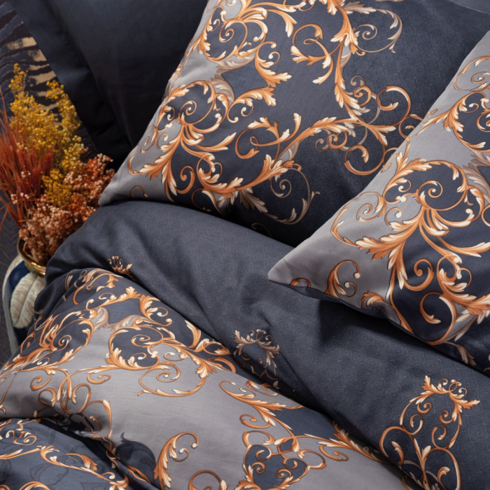 Lenjerie de pat satin, 6 piese, bumbac 100%, Cotton Box, Sarina - Dark Blue [2]