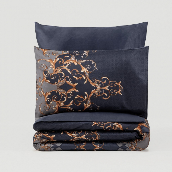 Lenjerie de pat satin, 6 piese, bumbac 100%, Cotton Box, Sarina - Dark Blue [3]
