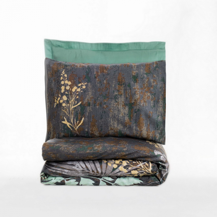 Lenjerie de pat satin, 6 piese, bumbac 100%, Cotton Box, Clorasa - Mint [3]