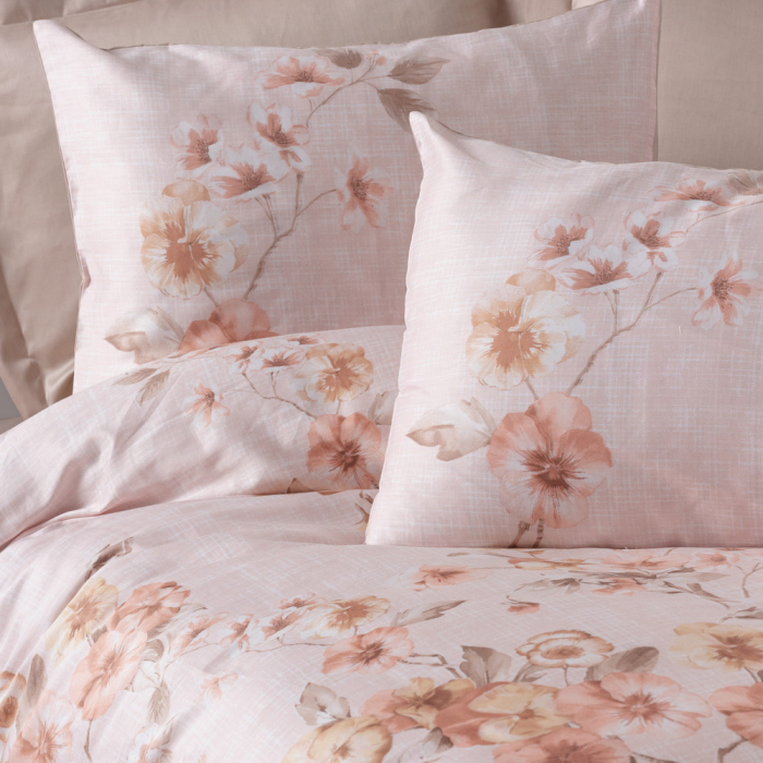 Lenjerie de pat satin, 6 piese, bumbac 100%, Cotton Box, Pansy - Powder [2]