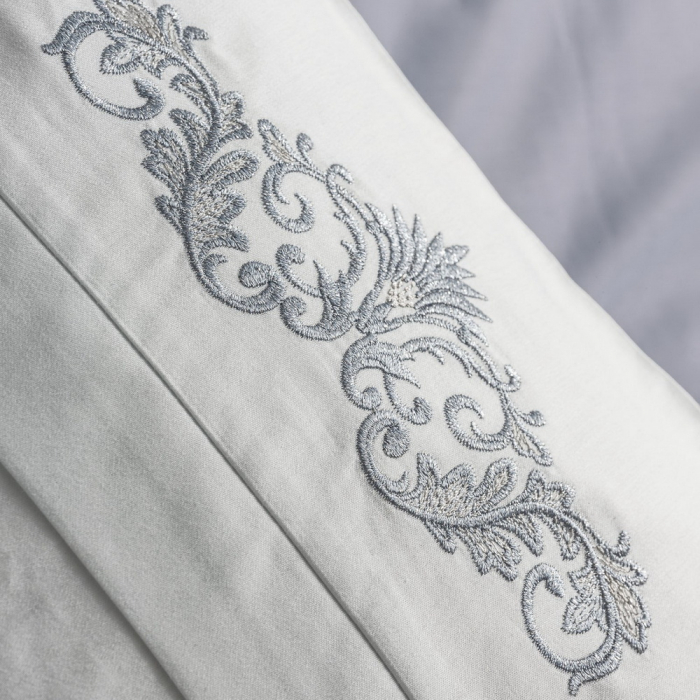 Lenjerie de pat satin premium brodată, 6 piese, bumbac 100%, Cotton Box, Biana - Grey [3]