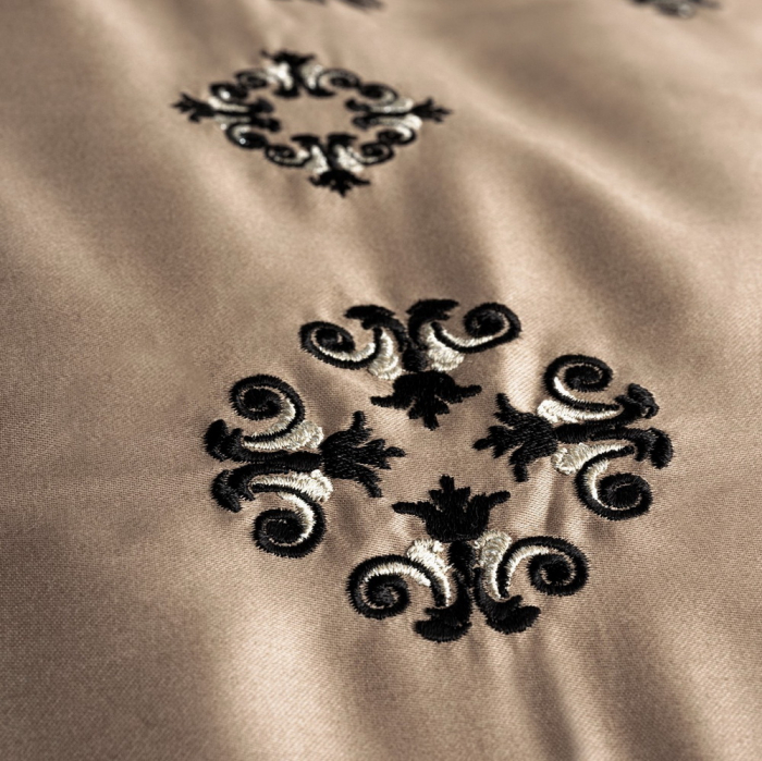 Lenjerie de pat satin premium brodată, 6 piese, bumbac 100%, Cotton Box, Elisa - Brown [3]