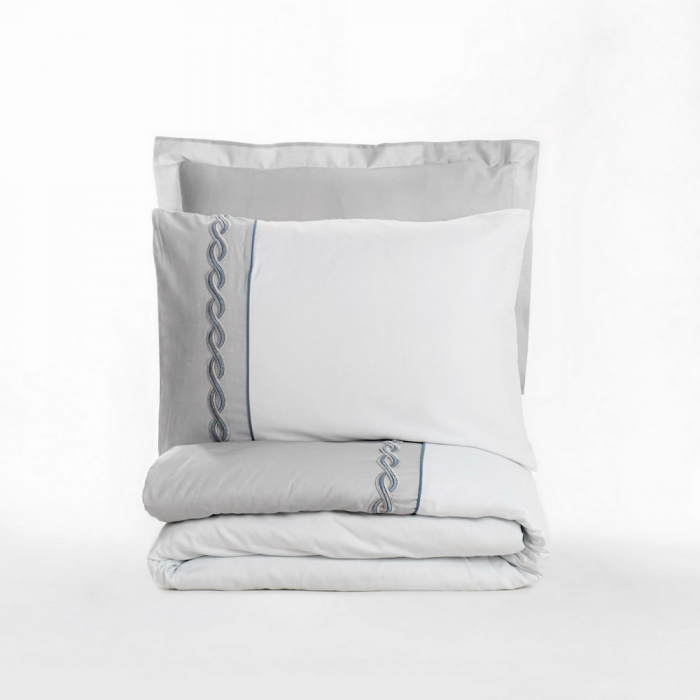 Lenjerie de pat satin premium brodată, 6 piese, bumbac 100%, Cotton Box, Fedory - Grey [4]