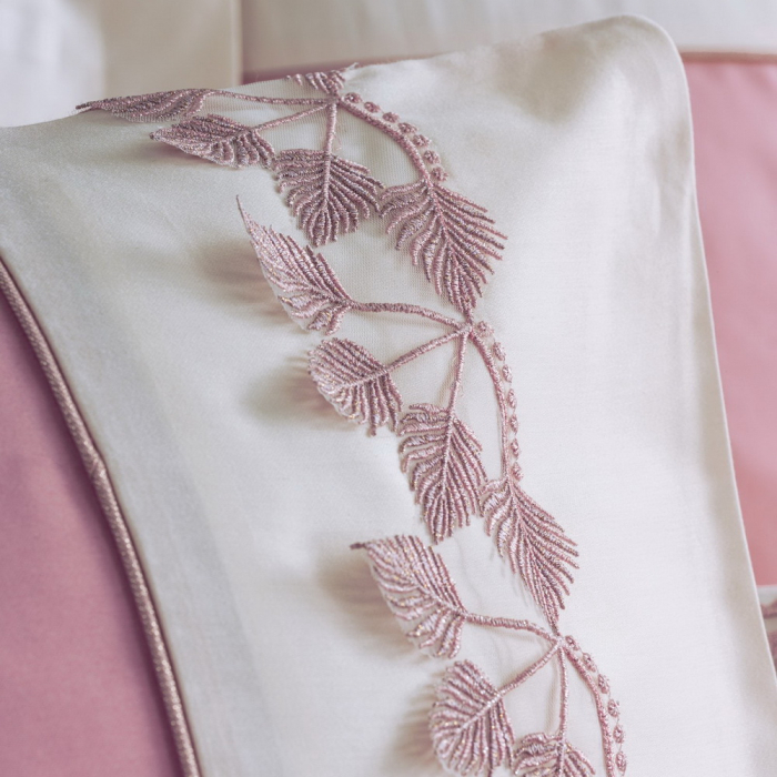 Lenjerie de pat satin premium brodată, 6 piese, bumbac 100%, Cotton Box, Niobe - Pink [3]