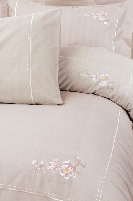 Lenjerie de pat satin premium brodată, 6 piese, bumbac 100%, Cotton Box, Alameda - Lilac [2]