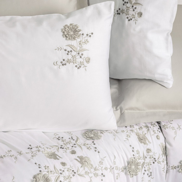 Lenjerie de pat satin premium brodată, 6 piese, bumbac 100%, Cotton Box, Urian - Beige [2]