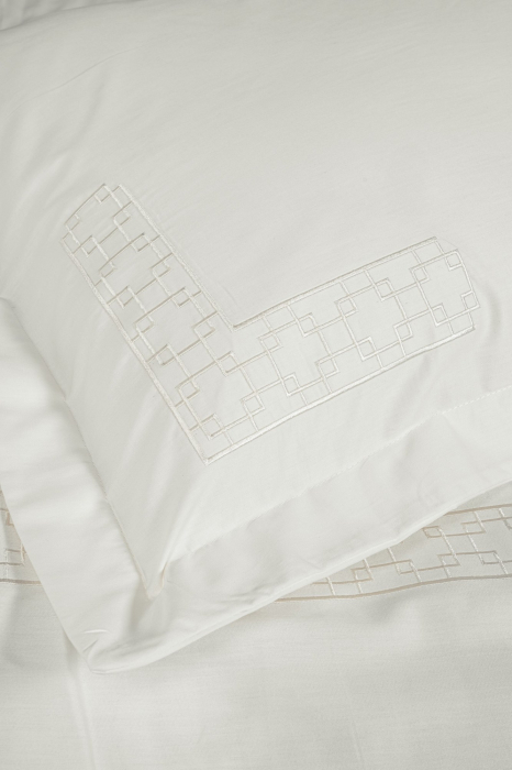 Lenjerie de pat satin premium brodată, 6 piese, bumbac 100%, Cotton Box, Luxe - Ecru [3]