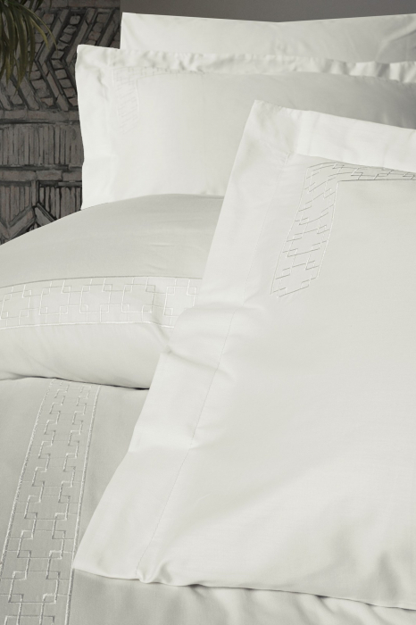 Lenjerie de pat satin premium brodată, 6 piese, bumbac 100%, Cotton Box, Luxe - Ecru [2]