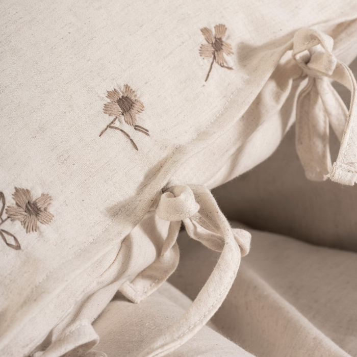 Lenjerie de pat brodata, 6 piese, bumbac si in, Cotton Box, Arie [2]