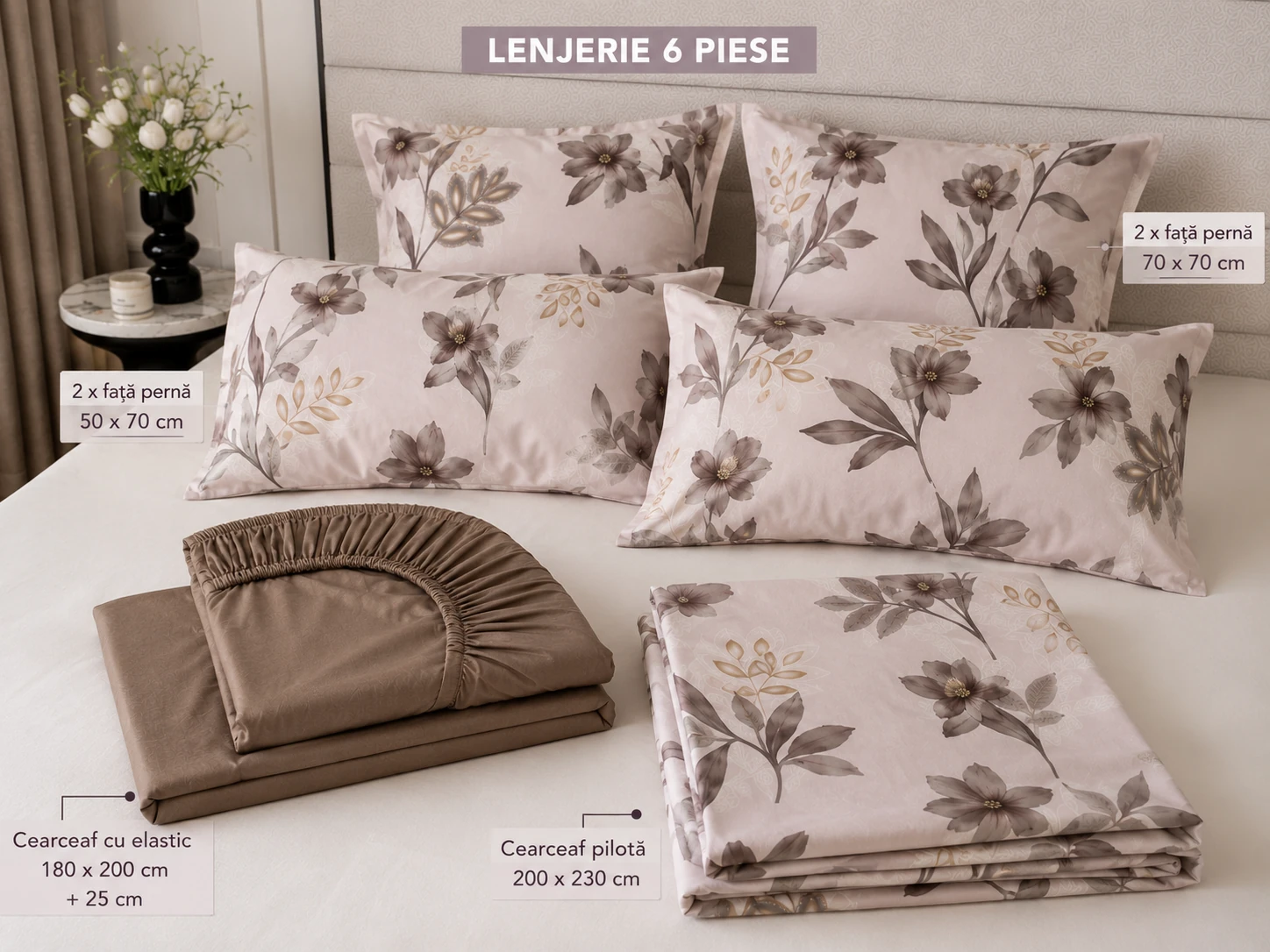 Lenjerie Finet 6 piese cu husa de pat pentru saltea de 160×200 si 180×200 [6]