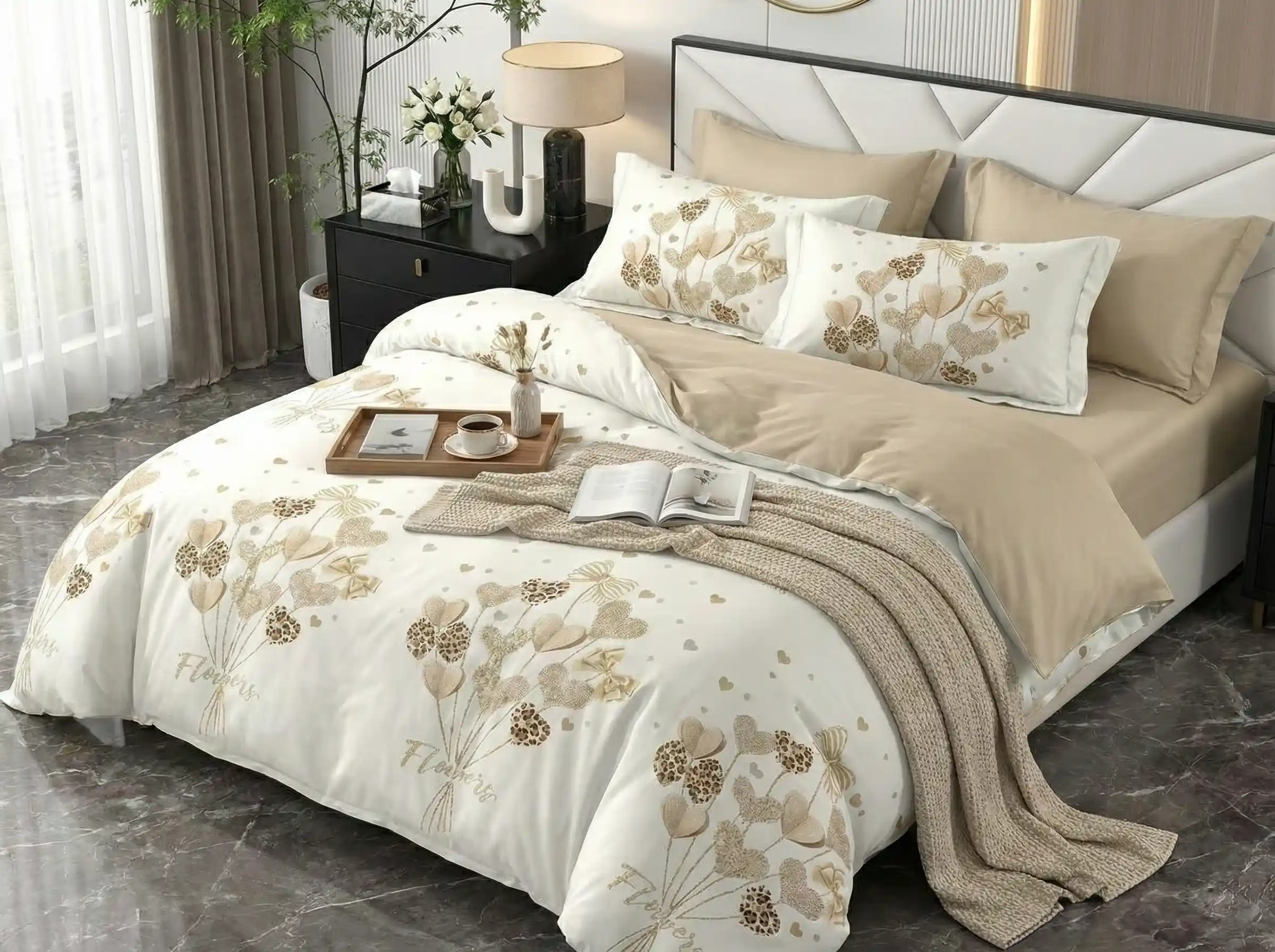 Lenjerie Finet 6 piese cu husa de pat pentru saltea de 160x200 si 180x200 [3]
