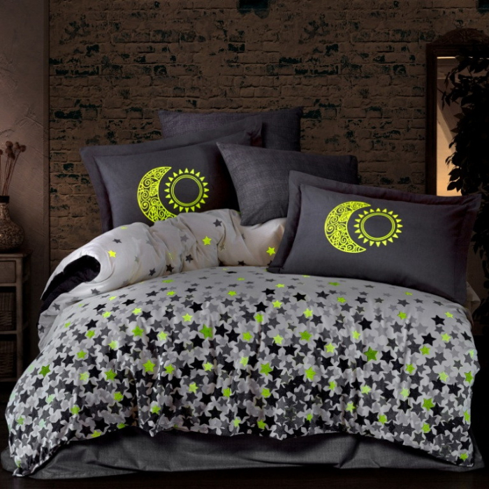 Lenjerie pat dublu, poplin, Hobby, Star's - Grey [2]